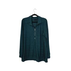 Torrid Womens Ribbed 1/4 Zip Sweater Size 2X Green Heathered Preppy Casual